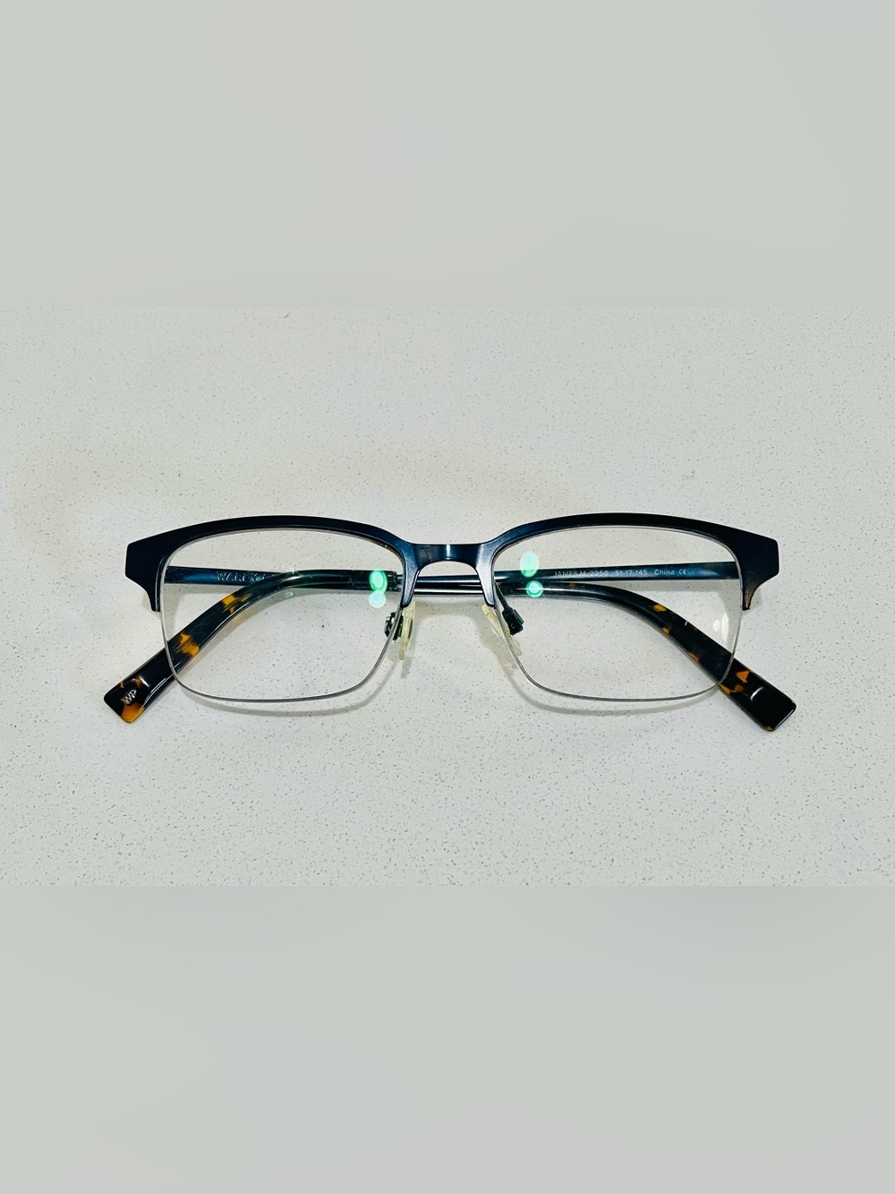 Warby Parker “James”Black Prescription Glasses with Embossed Logo